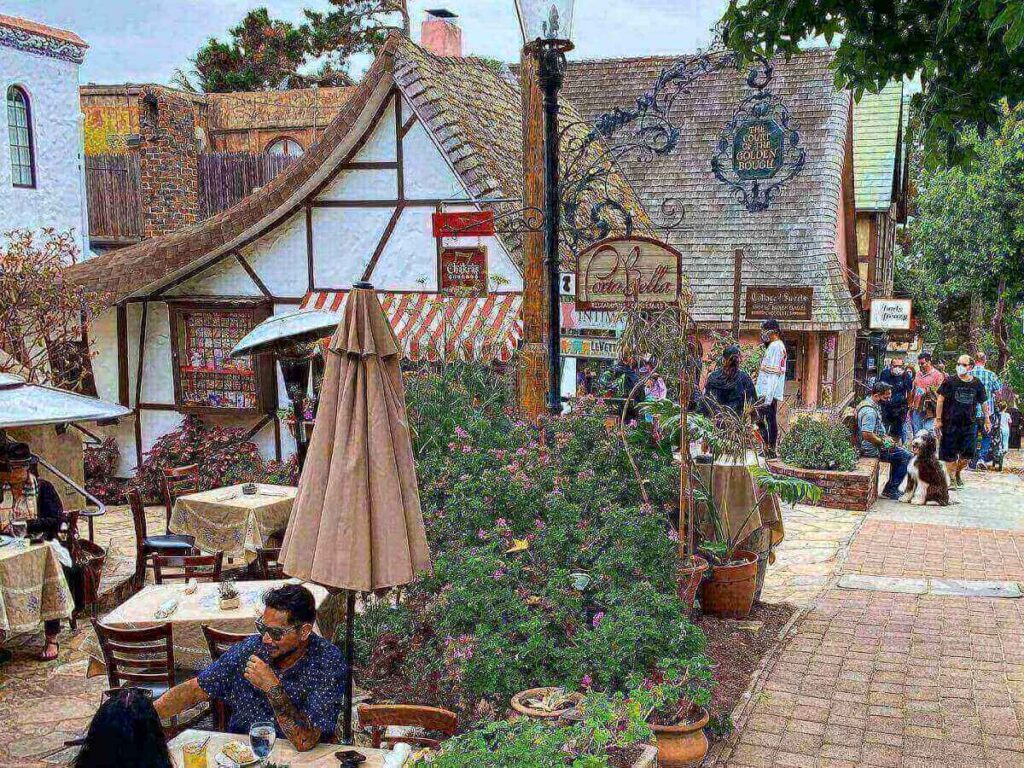 Colorful storefronts, art galleries, and cafés along Ocean Avenue in Carmel-by-the-Sea