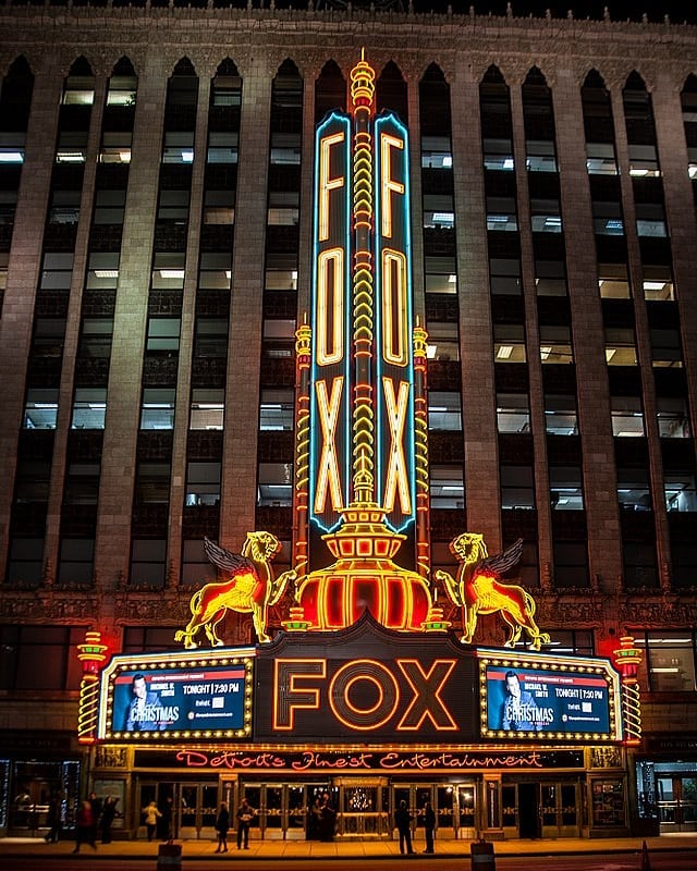 Exterior of Fox Theatre in Detroit.