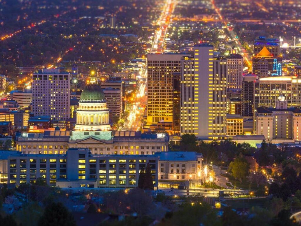 Evening atmosphere in downtown Salt Lake City after a relaxed day