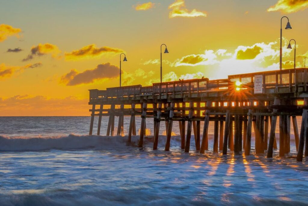 Quiet evening beach scene at Sandbridge in Virginia Beach