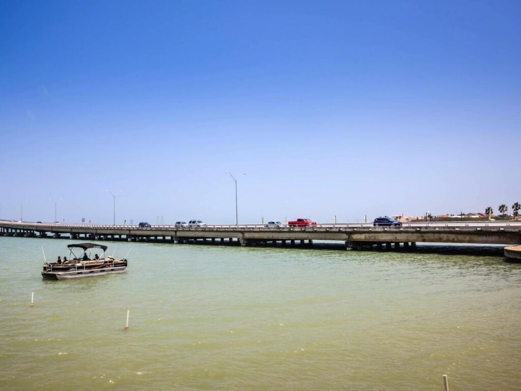 Calm water during a morning boat tour in South Padre Island