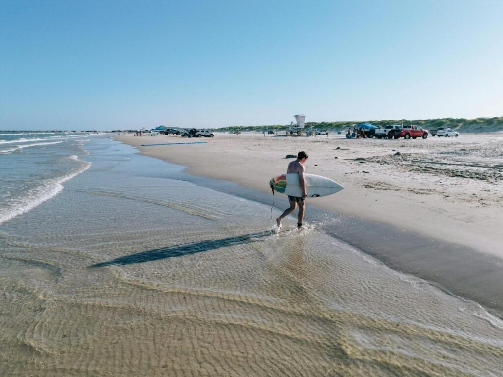 Morning walk along the shoreline in South Padre Island before crowds arrive