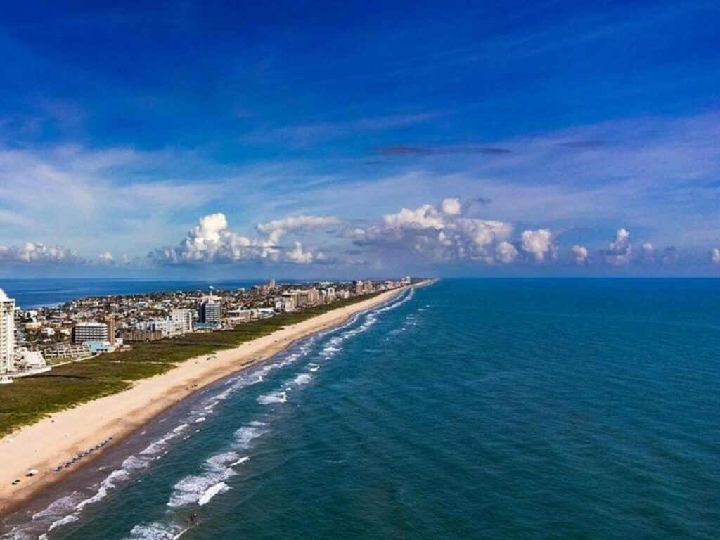 Quiet stretch of South Padre Island beach early in the morning before crowds arrive