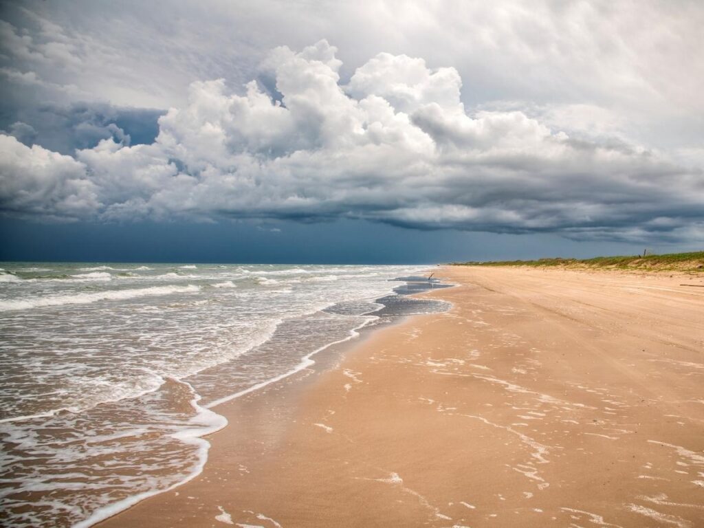 Quiet beach in South Padre Island outside peak season with minimal crowds