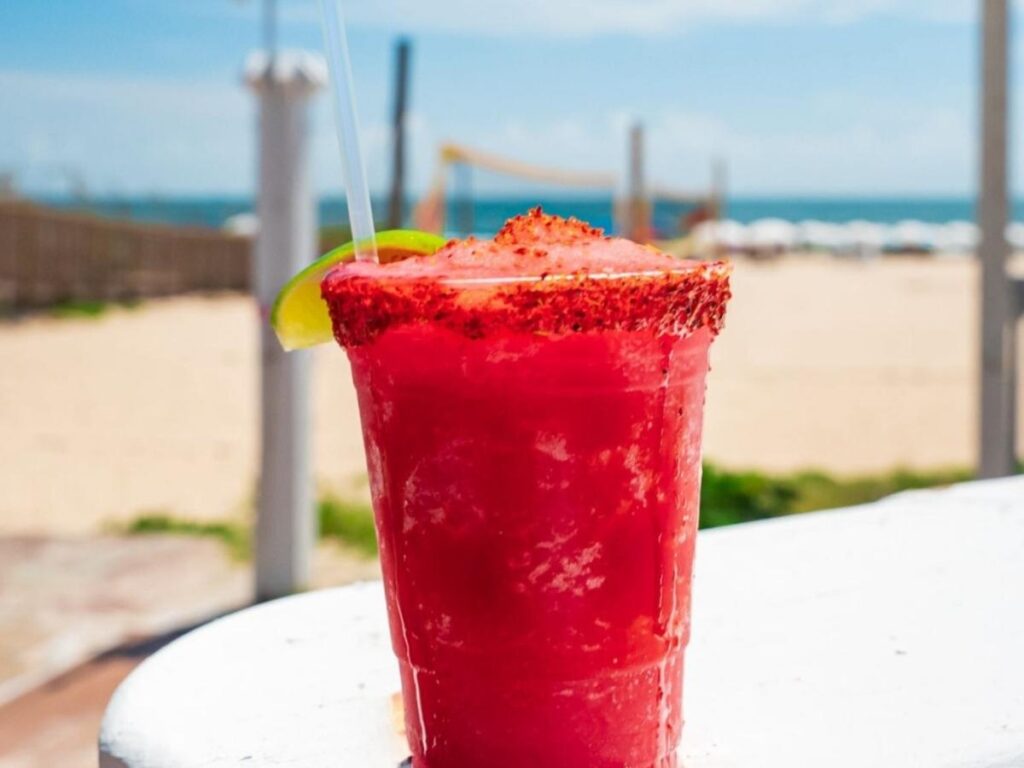 Drinks by the water during sunset in South Padre Island