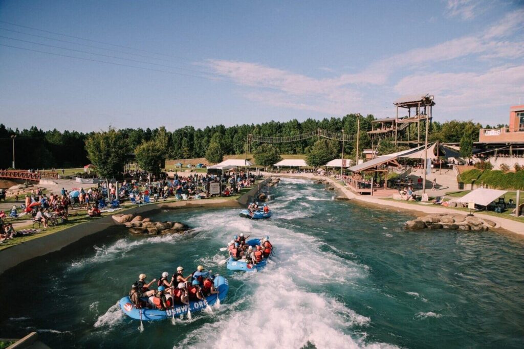 Whitewater rafting at the US National Whitewater Center near Charlotte North Carolina