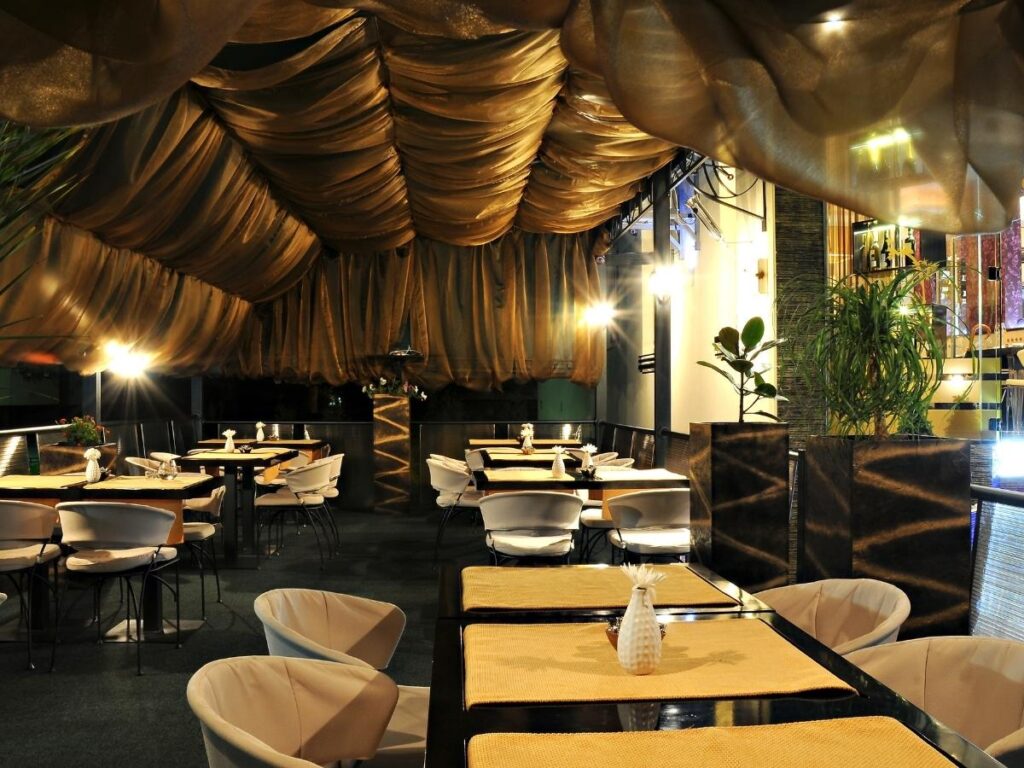 Warm, classic interior of Valter’s Osteria in Salt Lake City