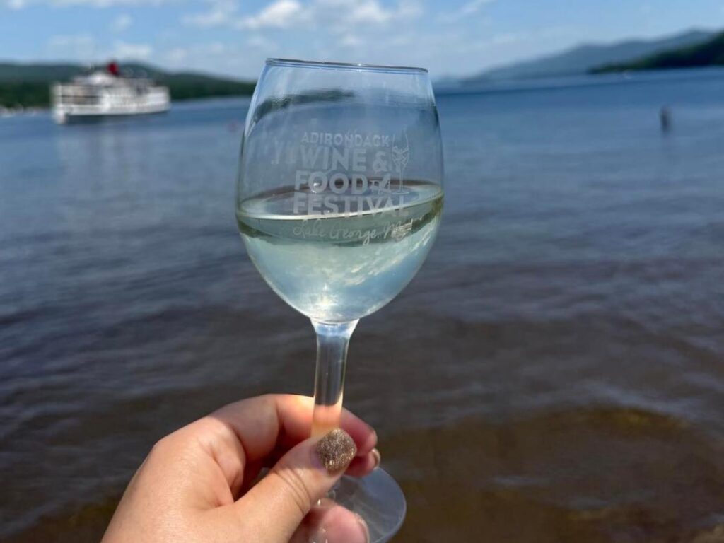 Adirondack Winery tasting room in Lake George Village during the evening