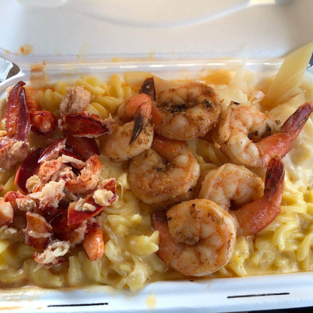 lobster mac & cheese at side street café in Bar Harbor