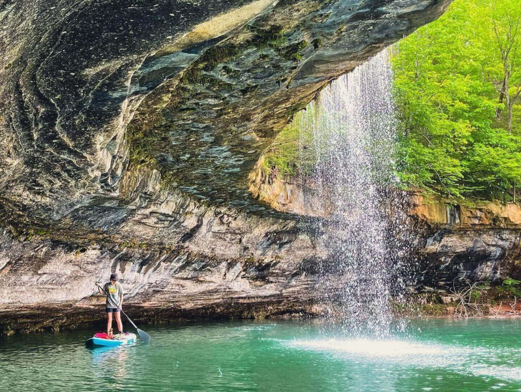 Clear water and forested hills at Beaver Lake near Eureka Springs Arkansas
