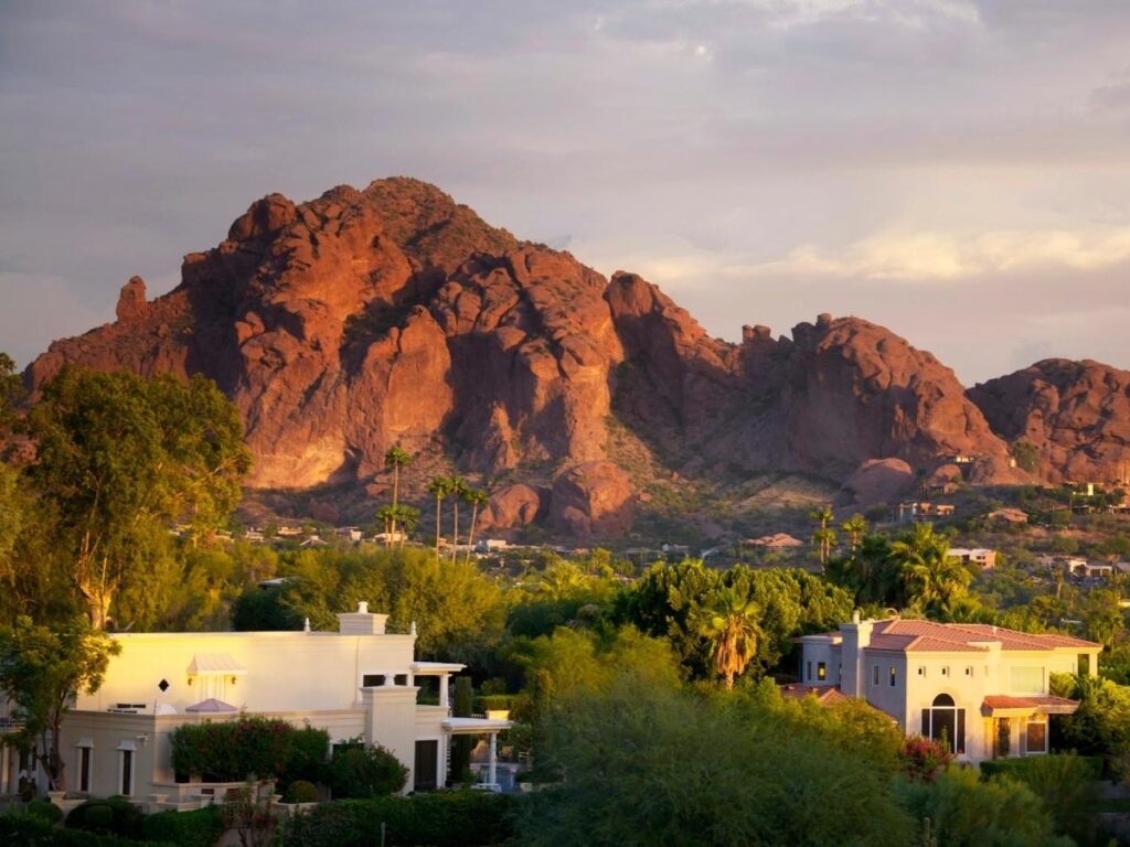 Camelback Mountain overlooking Scottsdale, Arizona.