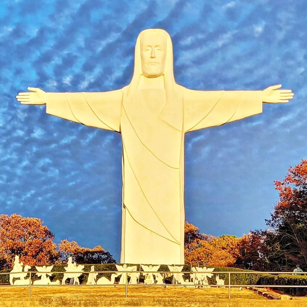 Christ of the Ozarks statue overlooking the Ozark Mountains in Eureka Springs Arkansas