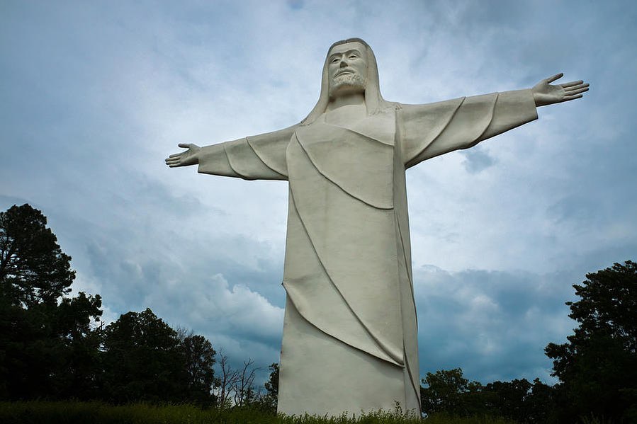 Christ of the Ozarks statue overlooking the Ozark Mountains in Eureka Springs Arkansas
