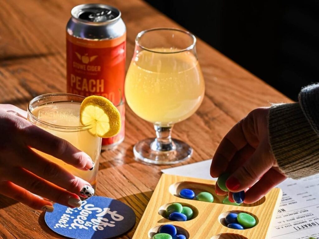 Cider tasting near Stowe, Vermont with scenic views