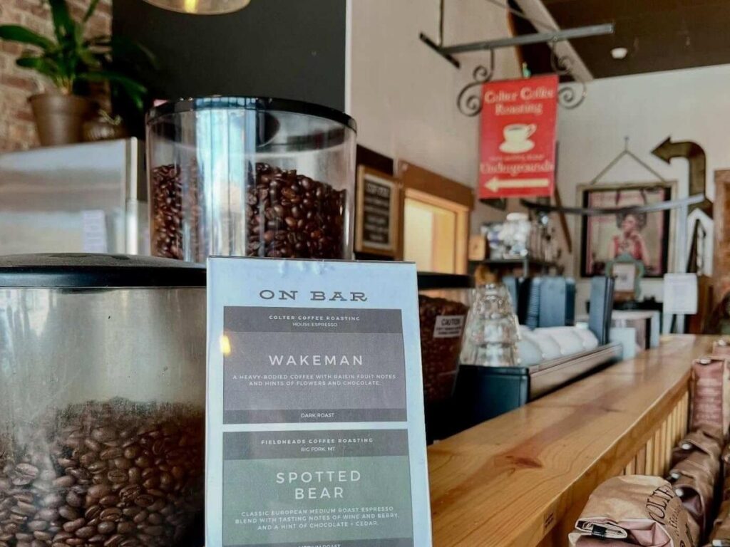 Cozy coffee shop in Whitefish, Montana in the morning