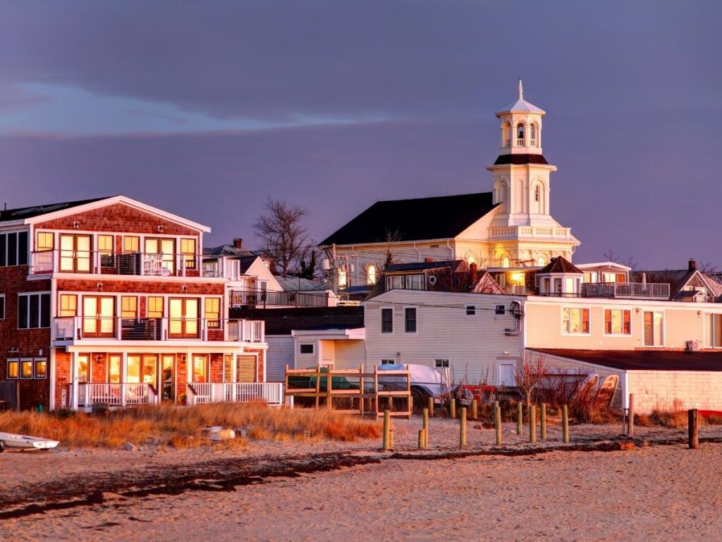 Visitors strolling along Commercial Street in Provincetown during the daytime
