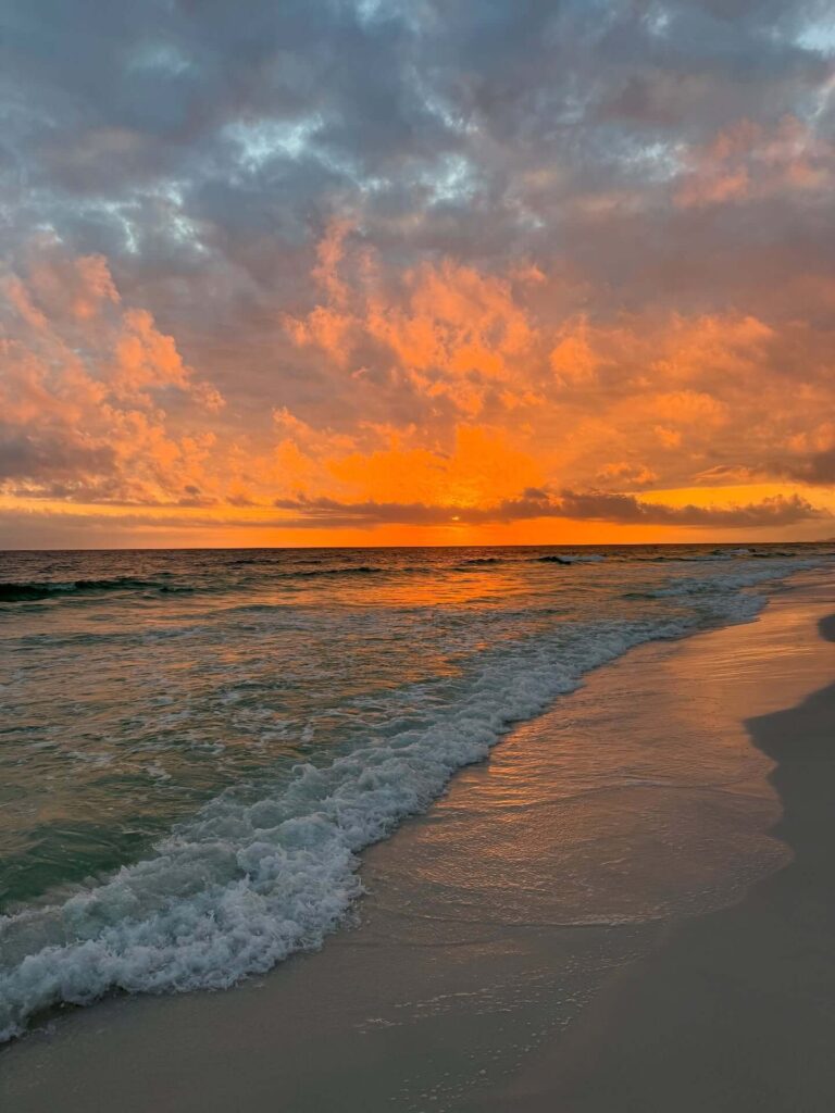 Quiet beach in Destin during the fall with warm weather