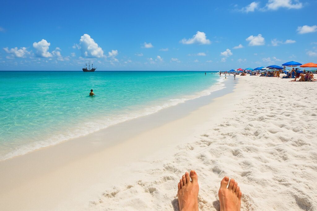 Destin Beach during spring with clear skies and fewer crowds