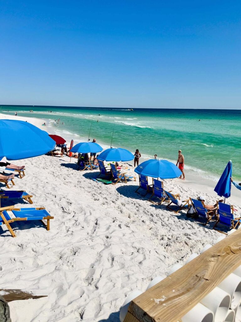 Busy beach in Destin during the summer vacation season