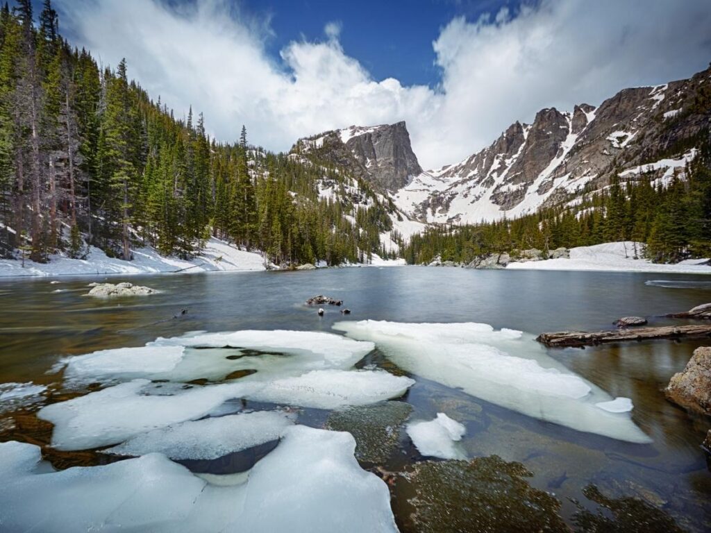 Dream Lake surrounded by alpine peaks in Rocky Mountain National Park