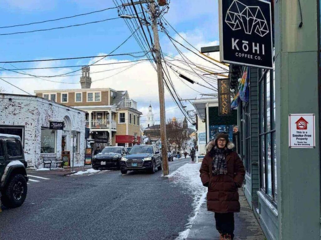Nearly empty Commercial Street in Provincetown early in the morning