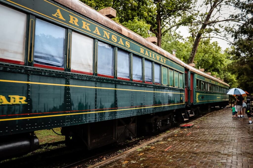 Historic locomotive at Eureka Springs and North Arkansas Railway station