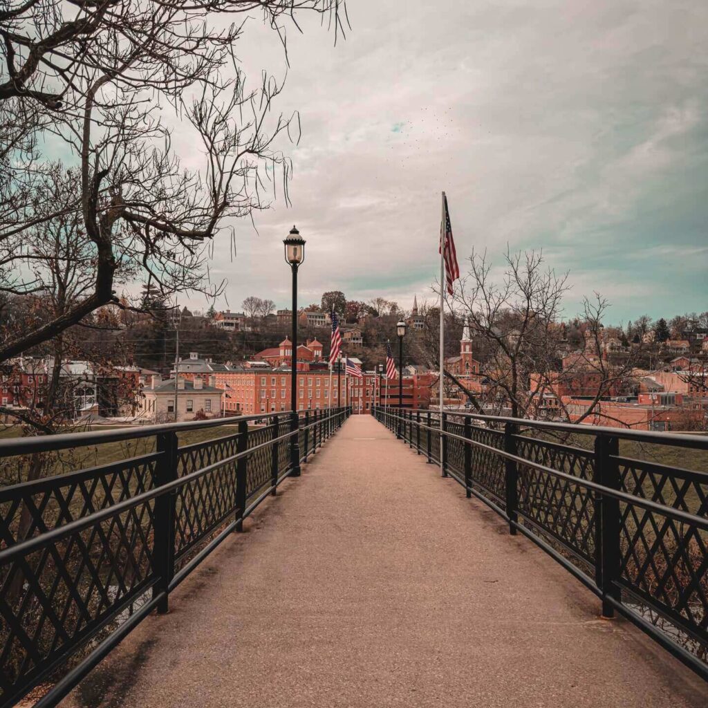 Evening atmosphere in Galena Illinois with peaceful views