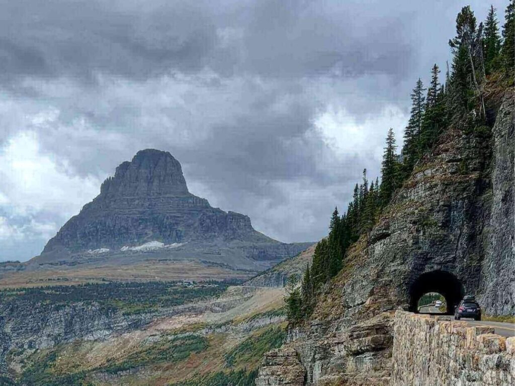 Scenic view along Going-to-the-Sun Road in Glacier National Park