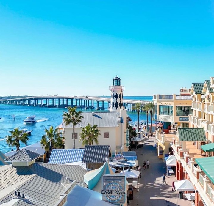 Restaurants, shops, and entertainment at HarborWalk Village in Destin