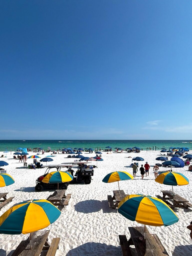 Henderson Beach State Park with white sand and emerald water in Destin