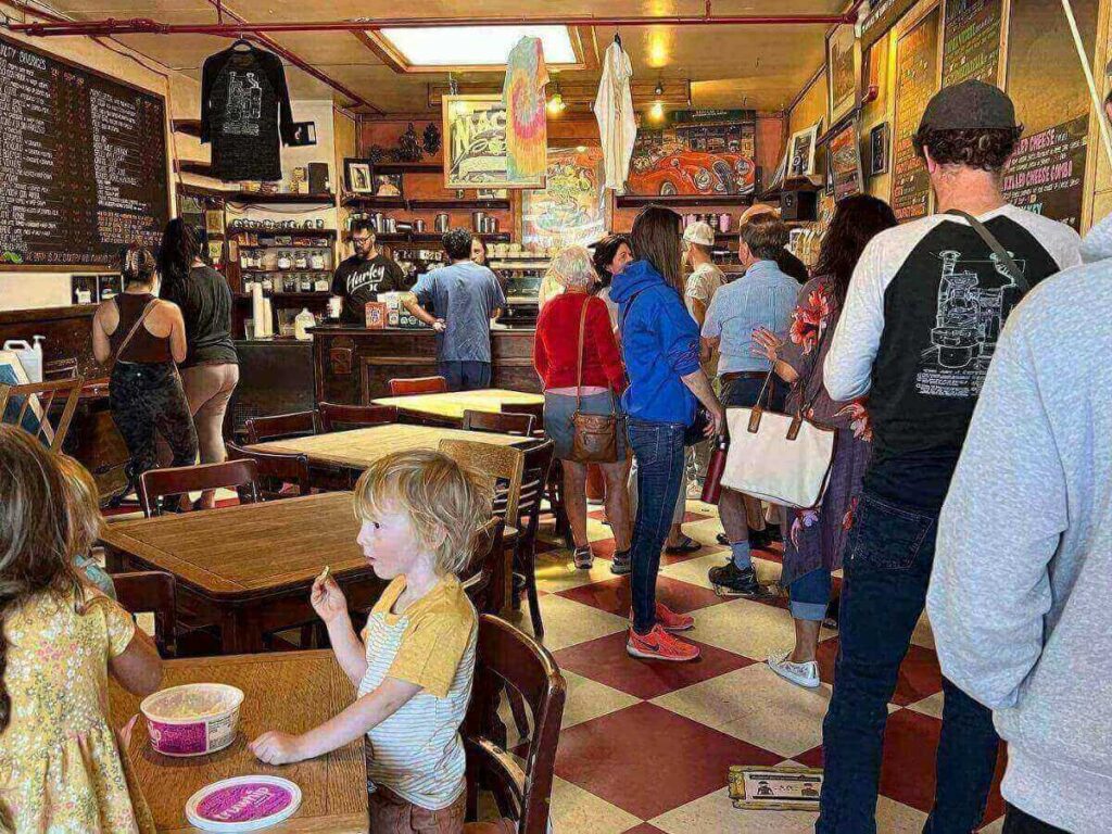 Cozy interior of Macy’s café in Flagstaff