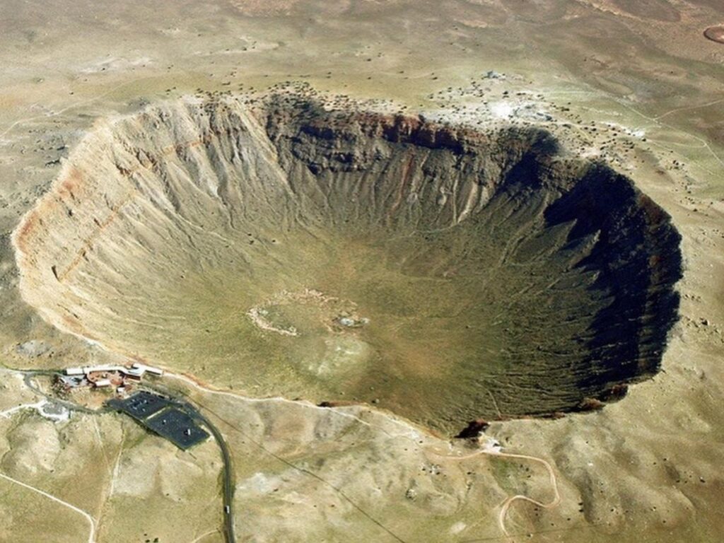 Viewing platform overlooking Meteor Crater in Arizona