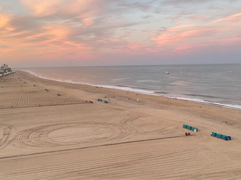 Wide stretch of Ocean City beach with plenty of space and calm waves
