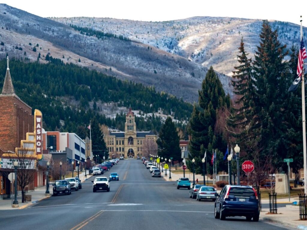 Walking through downtown Whitefish, Montana on a relaxed day