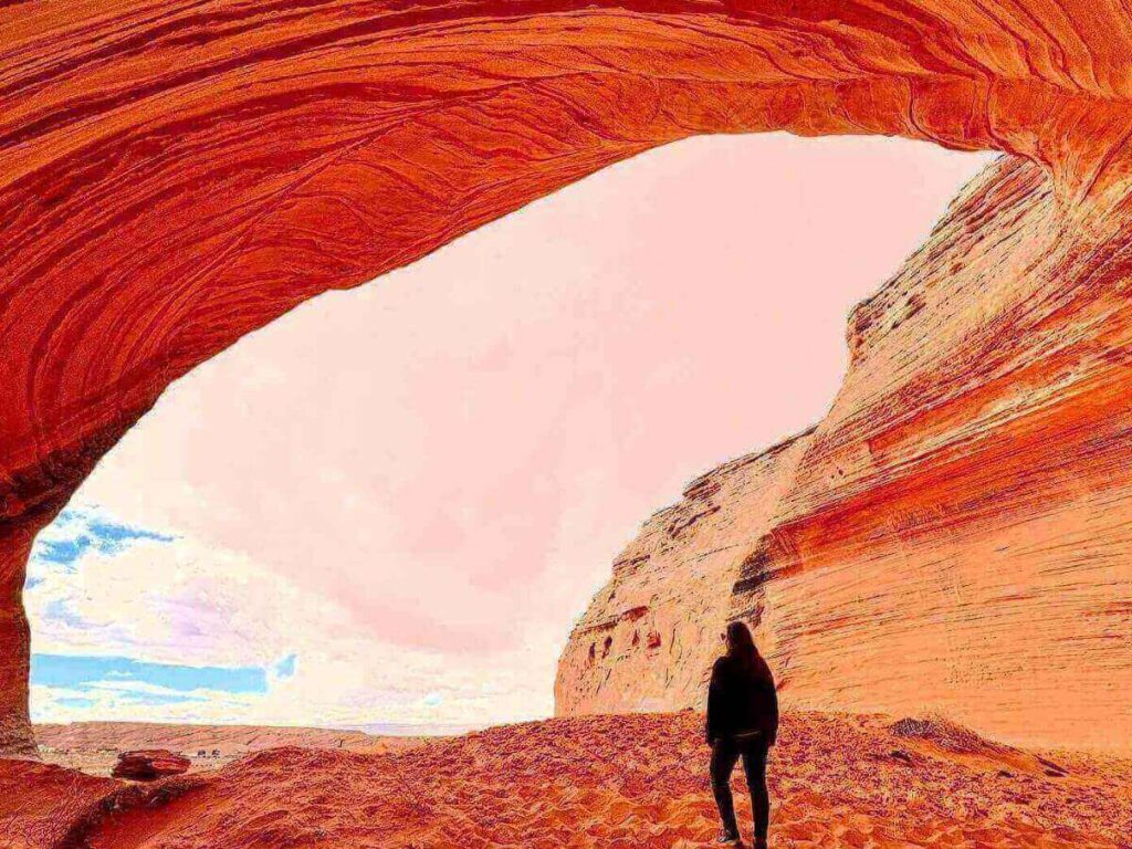 Desert landscape near Page, Arizona with layered rock formations