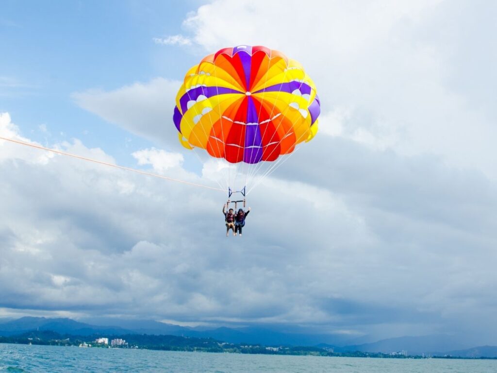 Parasailing above the emerald waters of Destin