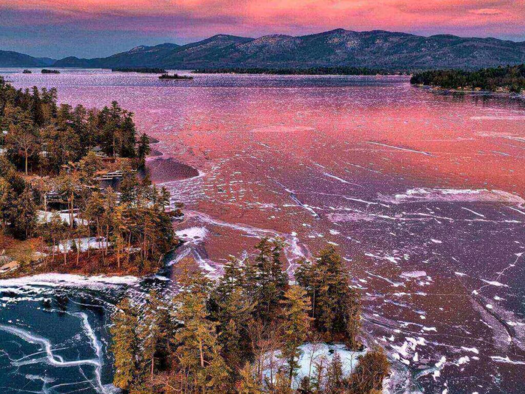 Area near Queensbury outside Lake George with roads, trees, and nearby attractions
