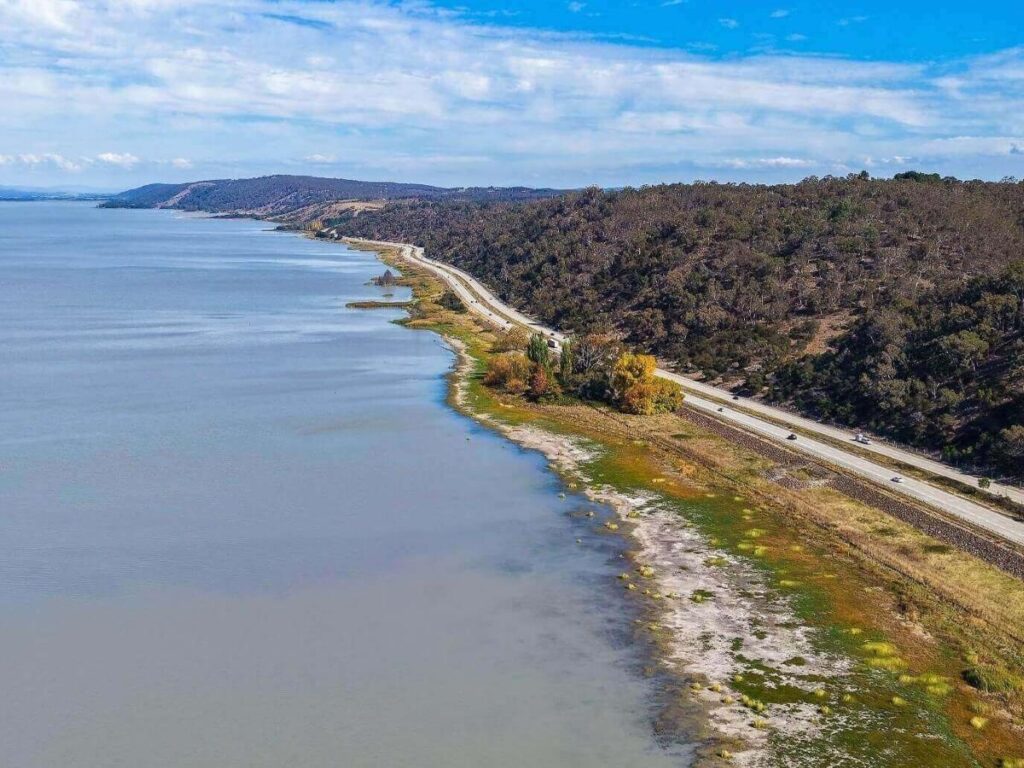Quiet stretch of Lake George shoreline with trees and still water