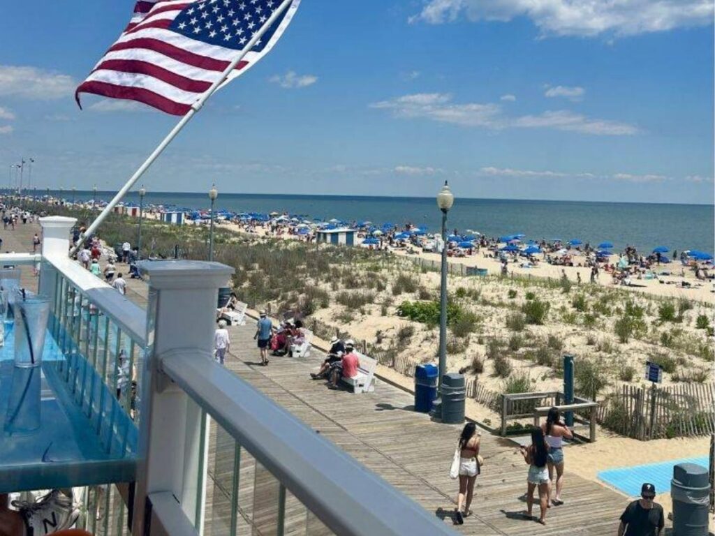 Quiet morning on the Rehoboth Beach boardwalk with ocean views