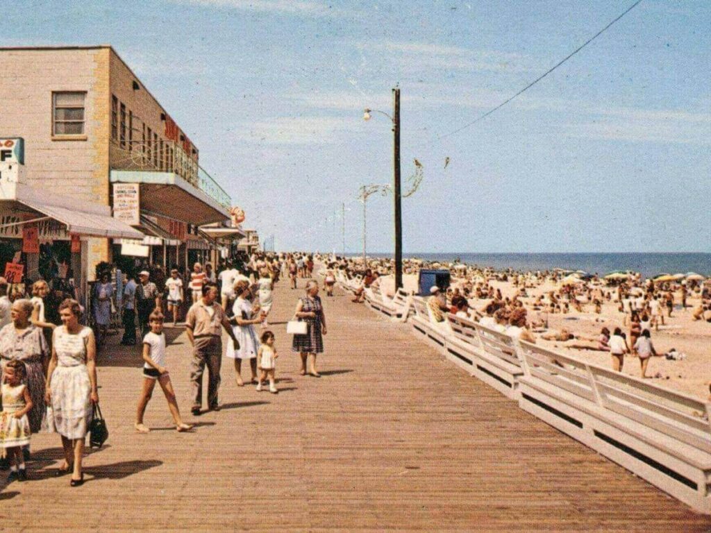 Calm morning at Rehoboth Beach with fewer people on the sand
