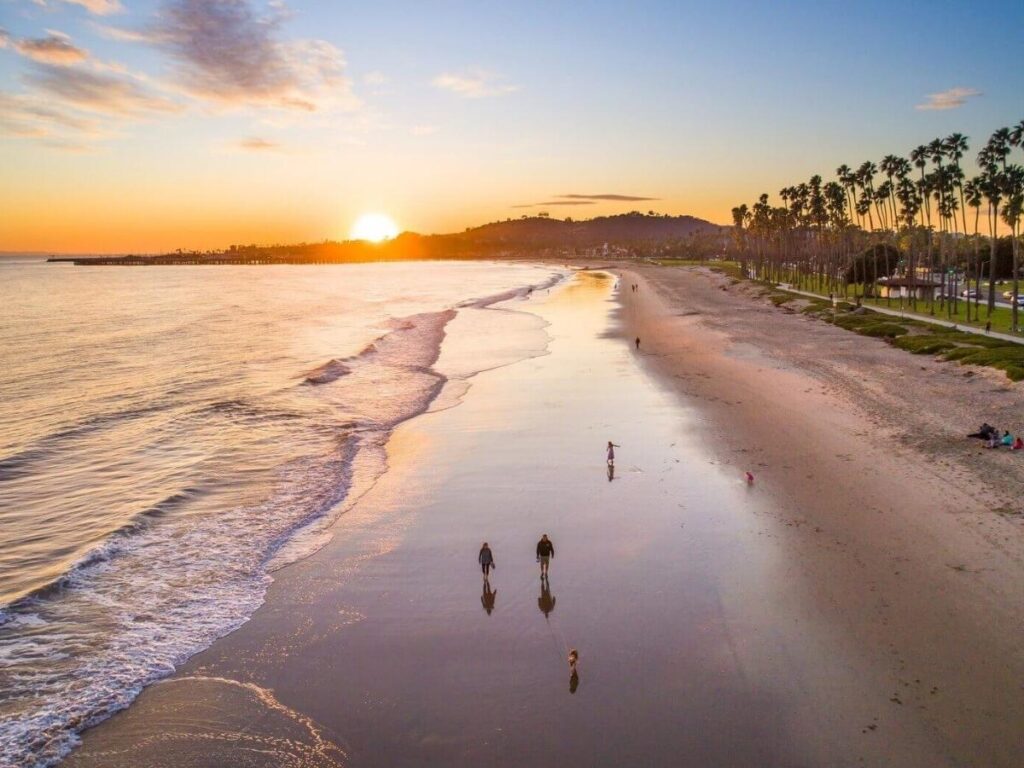 Scenic walking trail in Santa Barbara with ocean views in the distance