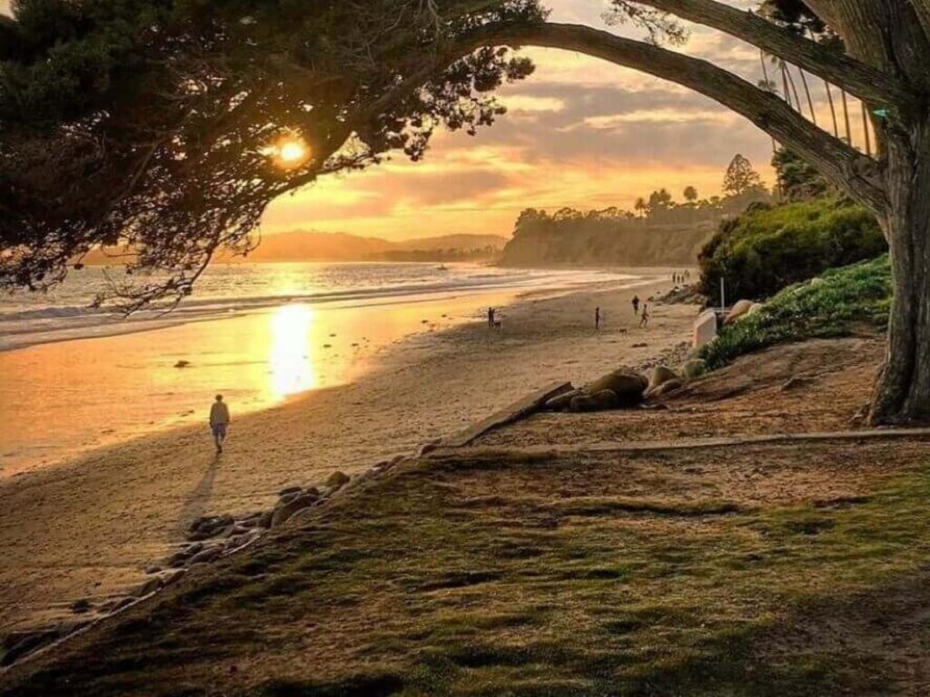 Morning walk along the Santa Barbara waterfront with calm ocean views