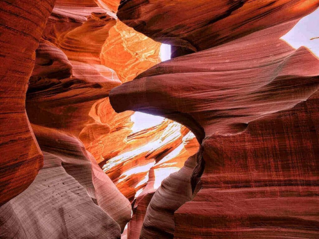 Smooth sandstone formations inside Secret Antelope Canyon