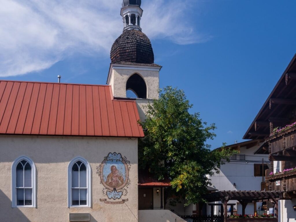 St. Nicholas Orthodox Church overlooking the town of Leavenworth and the surrounding valley