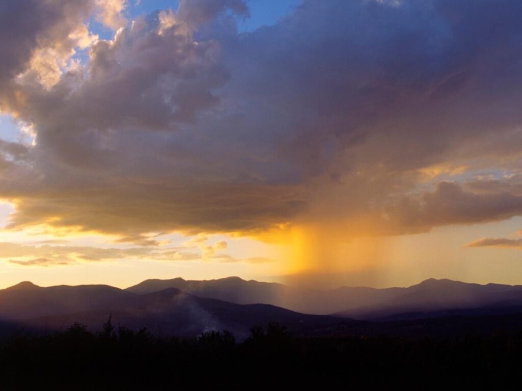 Sunset over the mountains near Stowe, Vermont