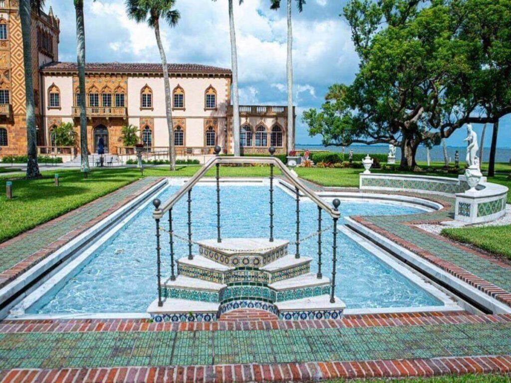 Open grounds and historic buildings at The Ringling museum complex in Sarasota