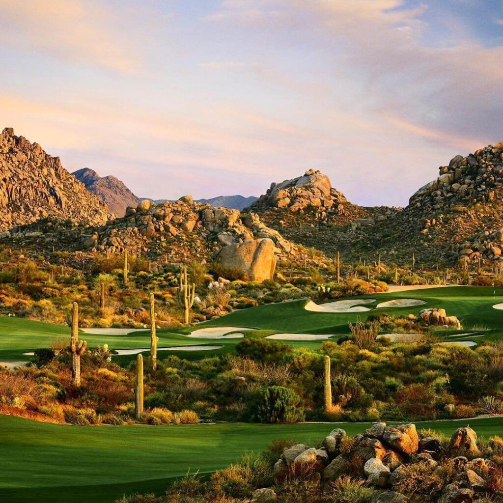 Desert landscape golf course at Troon North in Scottsdale, Arizona.