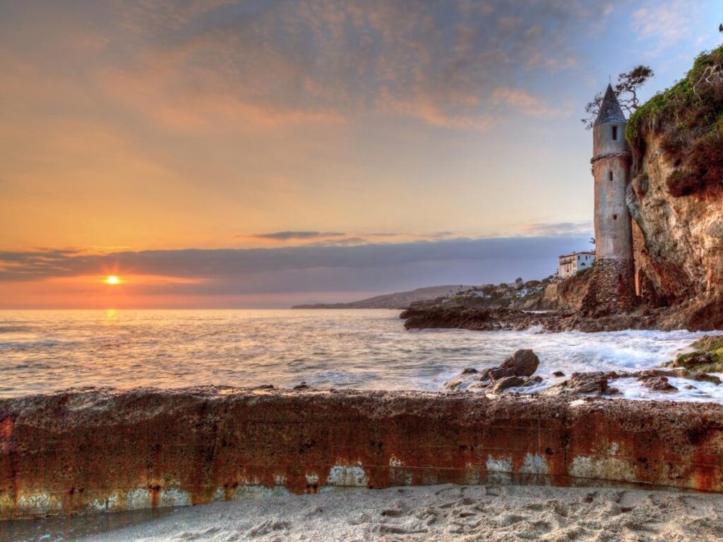 Pirate Tower at Victoria Beach in Laguna Beach during low tide