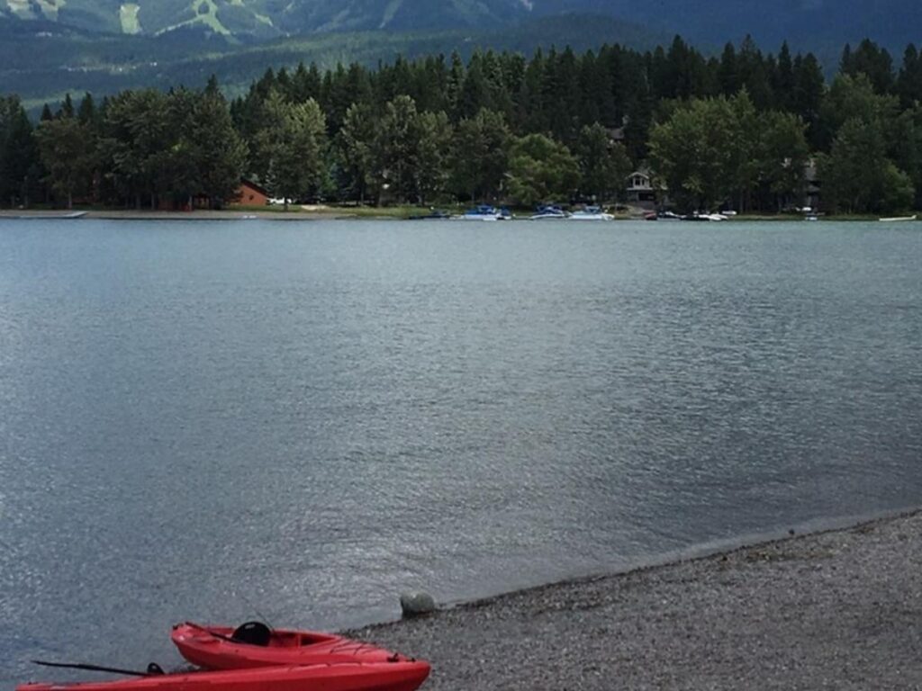 Peaceful shoreline at Whitefish Lake in Montana