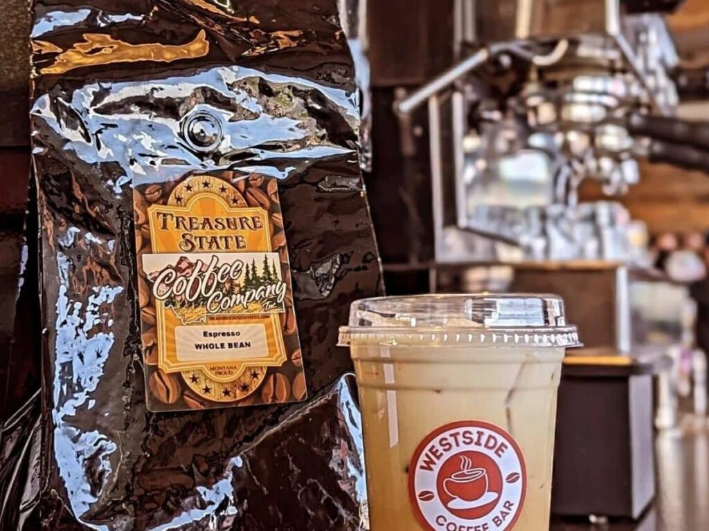 Morning coffee spot in Whitefish, Montana with natural light